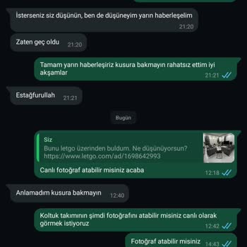Letgo Üzerinden Yapılan Koltuk Siparişi Sonrası İletişimsizlik Ve Para Kaybı