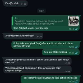 Letgo Üzerinden Yapılan Koltuk Siparişi Sonrası İletişimsizlik Ve Para Kaybı