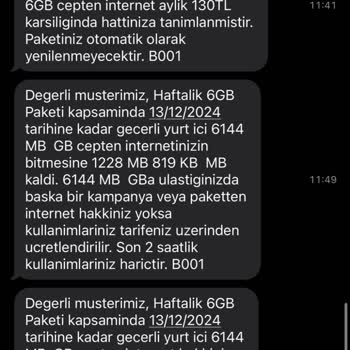 Fatura Aşım Ücretleri Ve Yetersiz İnternet Paketi