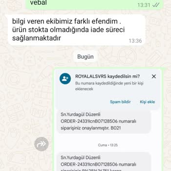 Sipariş Sorunu Ve Yanıltıcı Bilgilendirme
