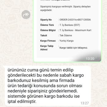 Sipariş Sorunu Ve Yanıltıcı Bilgilendirme