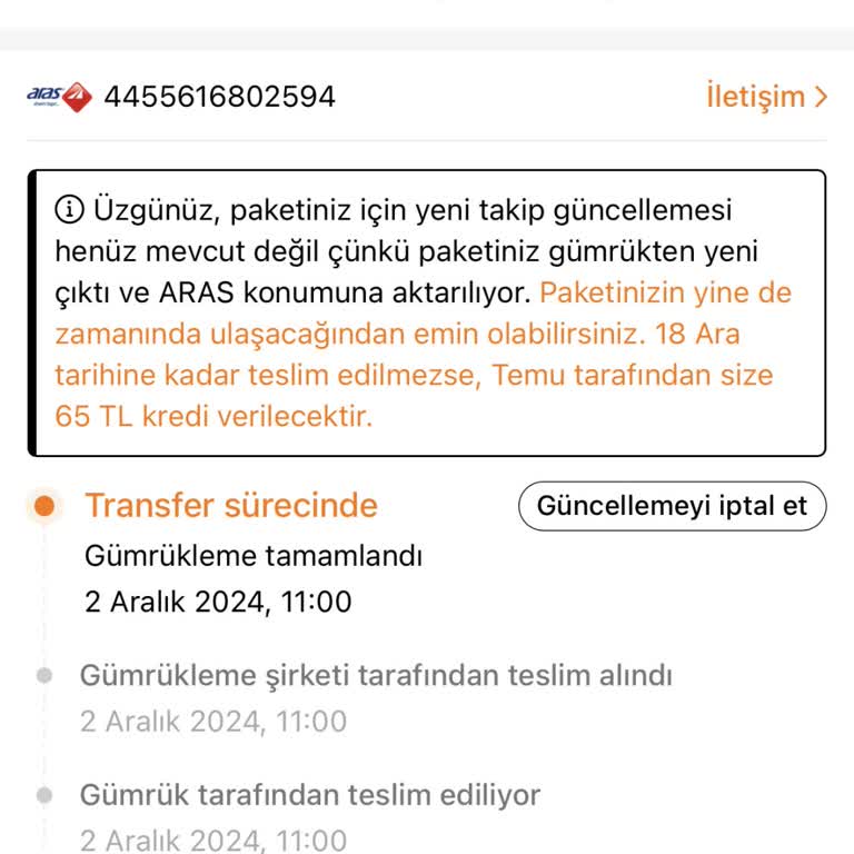 Aras Kargo'nun Gümrükte Takılan Ürünü Teslim Alamama Sorunu