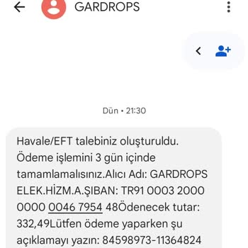 Gardrops'ta EFT Sonrası Kaybolan Sipariş Ve Destek Sıkıntısı