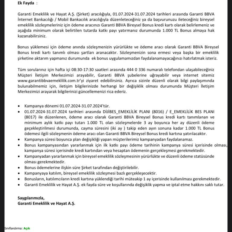 Garanti Bireysel Emeklilik'te Bonus Puan Sorunu Ve Müşteri Hizmetleri Engeli