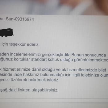 Sunexpress XXL Koltuk Mağduriyeti: İade Talebi Reddedildi!