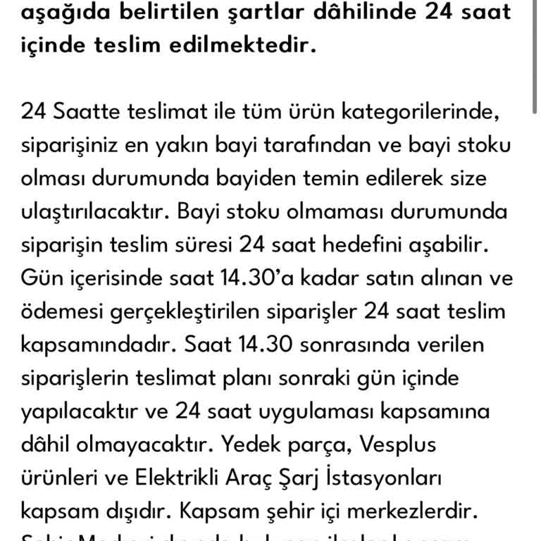Vestel'in 24 Saatte Teslim Sözü