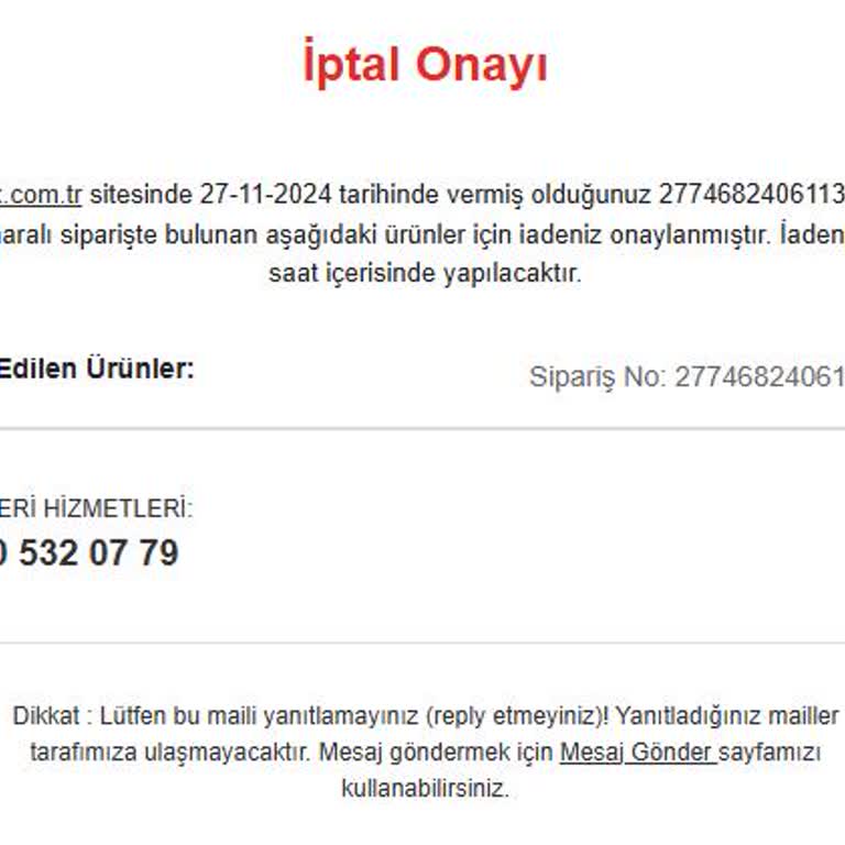 SPX Siparişim İptal Edildi