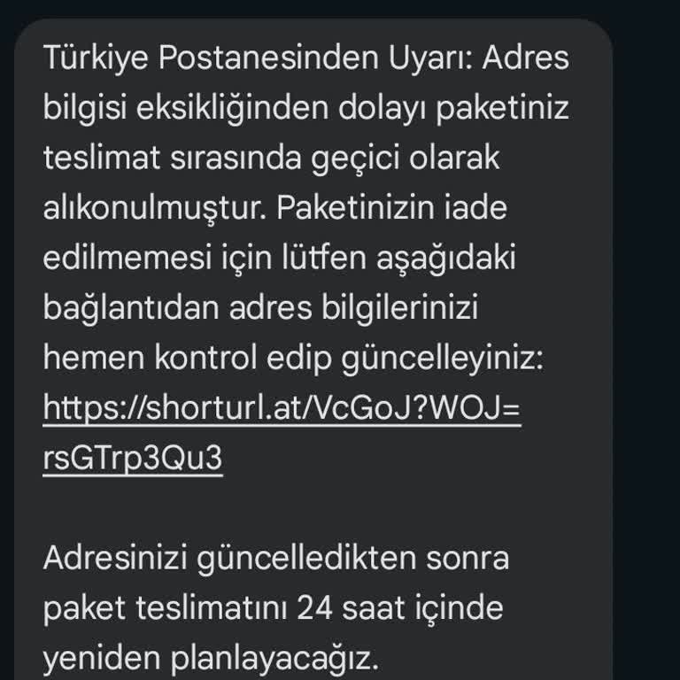 Şüpheli SMS Mesajı Hakkında Uyarı