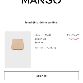Mango İndirimli Ürün Sipariş Sorunu