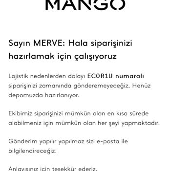 Mango İndirimli Ürün Sipariş Sorunu