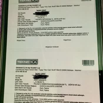 Teknosa'da İade Çeki Sorunu Ve İletişim Eksikliği