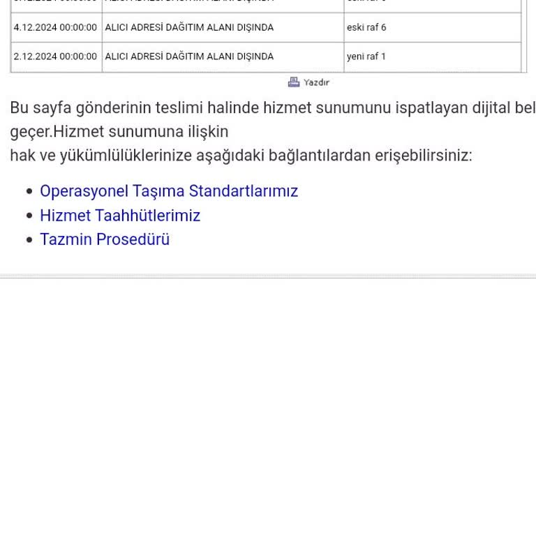 Adres Sorunu Nedeniyle İade Edilen Kargo