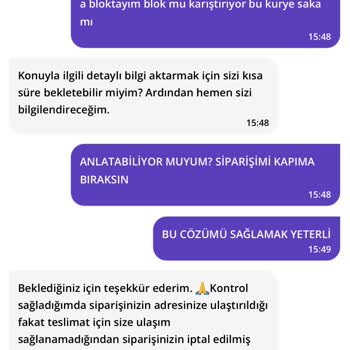 Teslim Edilmeyen Sipariş Ve Çözüm Sunamayan Destek