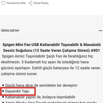 Hepsiburada'nın Garanti Sözünü Tutmayan Spigen Mini Fan Sorunu