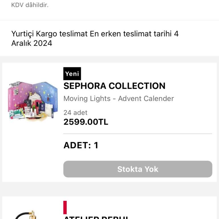 Sephora'dan Zamanında Teslim Edilmeyen Ürünler
