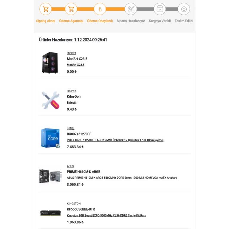 Sipariş Hazırlanma Süreci Sorunu