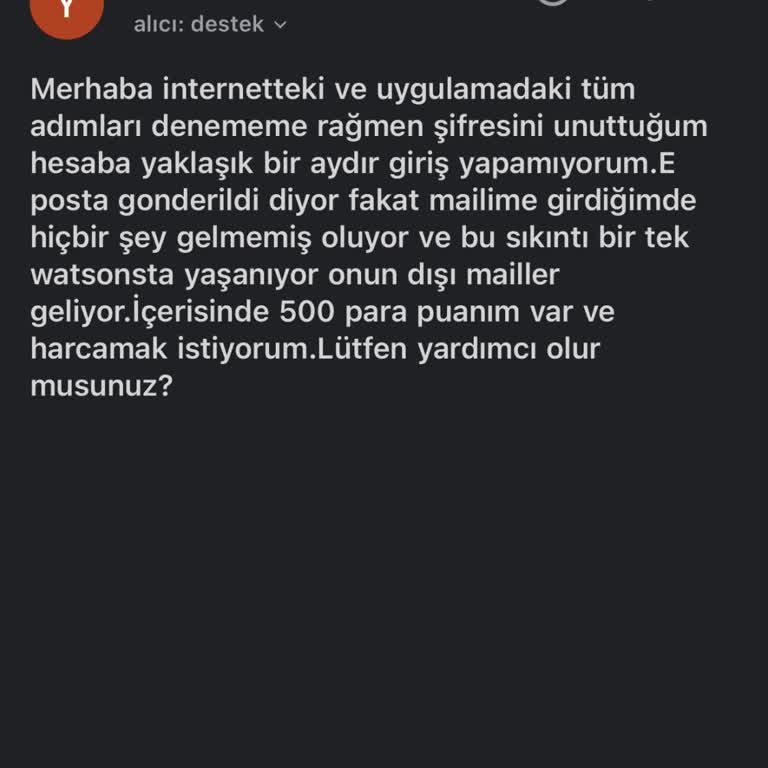 Watsons Uygulamasında Şifre Yenileme Sorunu