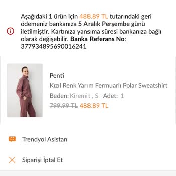Penti İndirimli Alışverişte Sipariş İptali Ve Mağduriyet