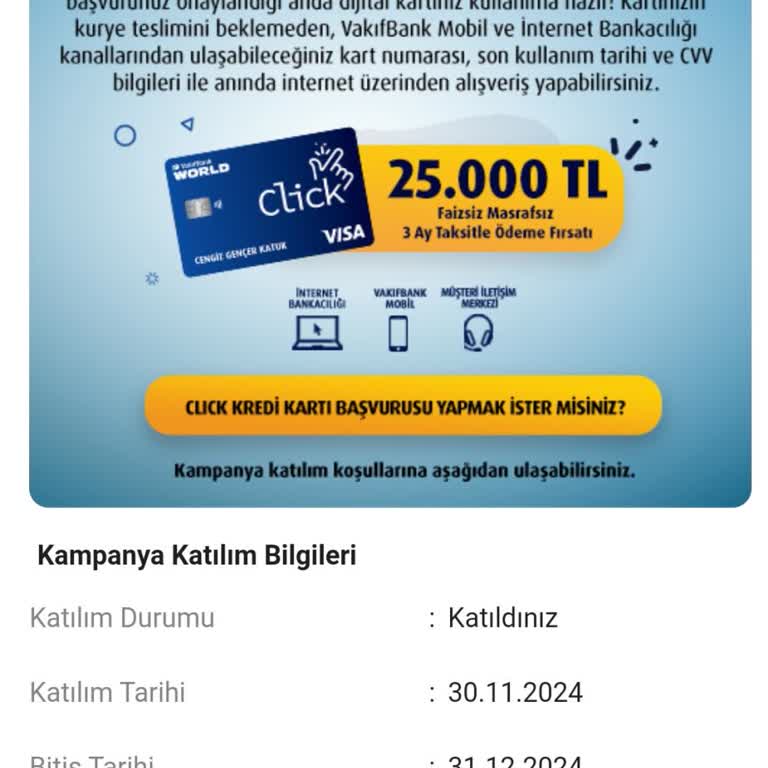 VakıfBank Faizsiz Nakit Avans Kampanyası Sorunu
