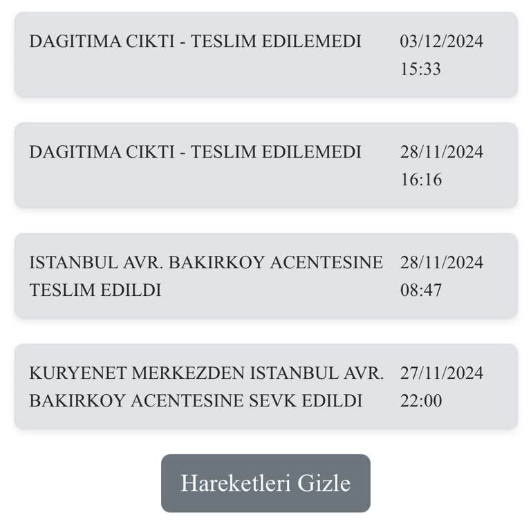 Teslim Edilemeyen Kart Ve Adres Sorunu