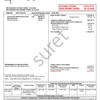 Vodafone'dan Haberim Olmadan Yüksek Fatura Şoku