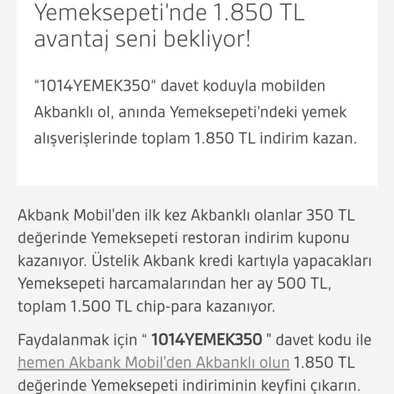 Yemeksepeti Ve Akbank Kampanya Taahhüdü Yerine Getirilmedi