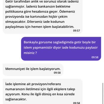 Getir Siparişi İptali Sonrası Para İadesi Sorunu
