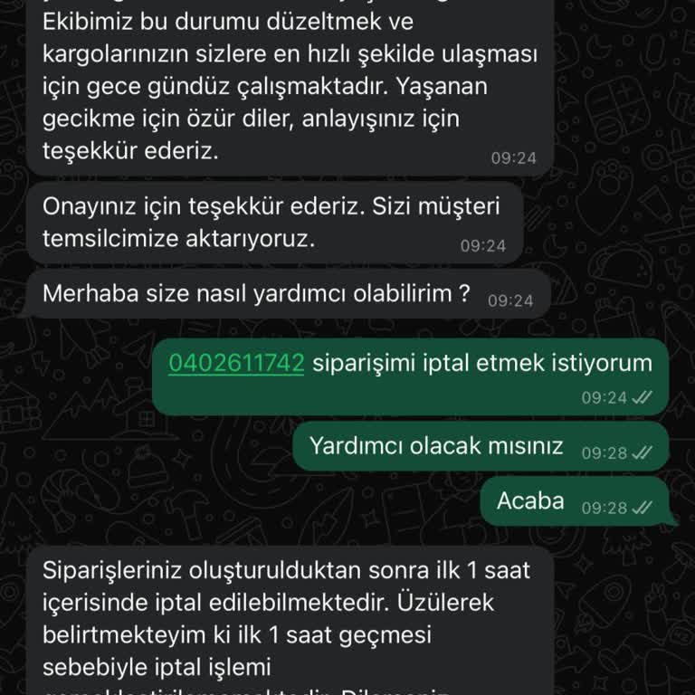 Kargoya Verilmeyen Siparişin İptali Sorunu