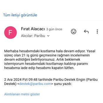 Paribu'da Uzayan Evrak İnceleme Süreci Ve Çözüm Eksikliği