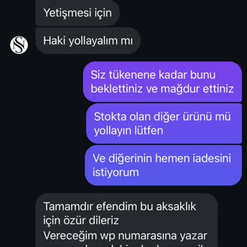 Sipariş Gecikmesi Ve İade Talebi