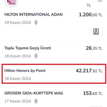 Hilton Honors Puan Alımında Beklenmedik Ücret Farkı