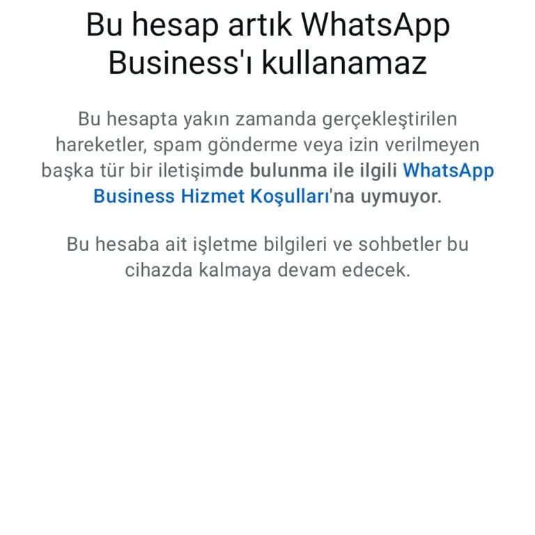 WhatsApp Business Hesap Kapatma Sorunu