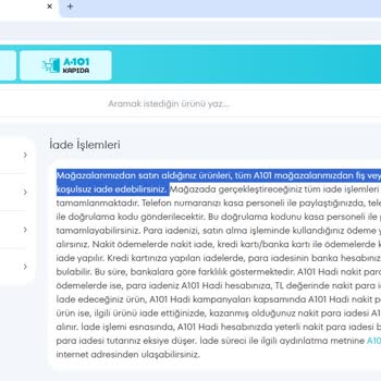 A101 İade Sürecinde Müşteri Hizmetleri Hayal Kırıklığı