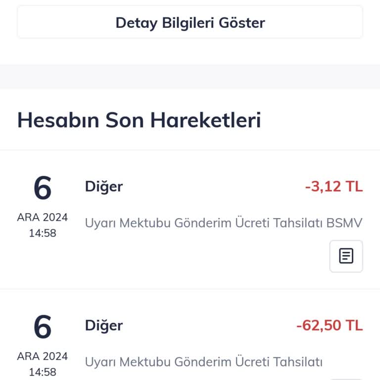 Uyarı Mektubu Ücreti Mağduriyeti