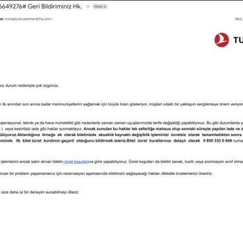 THY Bilet Değişikliği Ve İade Sürecinde Yaşanan Zorluklar