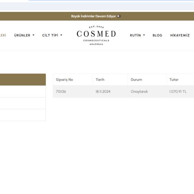 Cosmed Siparişlerinde İletişim Sorunları Ve İptal Zorluğu