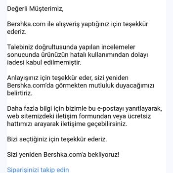 Bershka Kaban Tiftiklenme Sorunu Ve İade Talebi