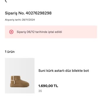 İptal Edilen Siparişin Teslimat Sorunu