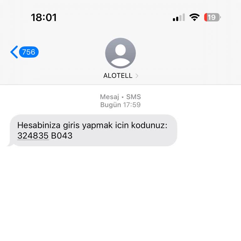 Alotell Akar Telekom Tarafından Gelen Mesaj