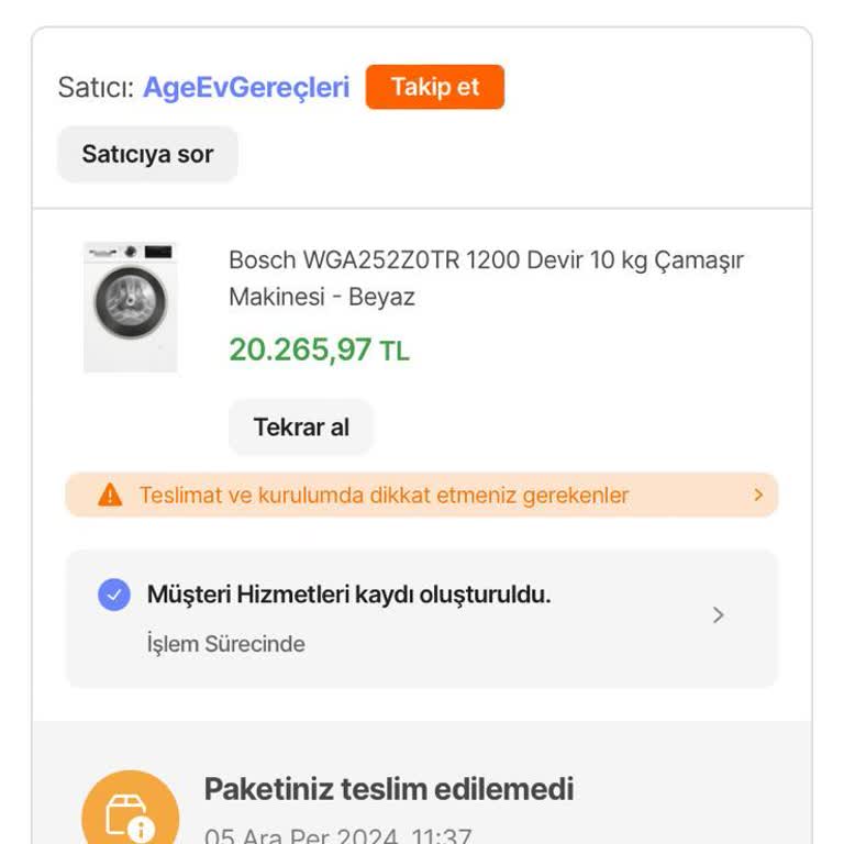 Teslim Edilmeyen Çamaşır Makinesi Ve Mağduriyet