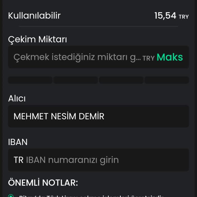 Bitay Uygulamasında Para Aktarım Sorunu