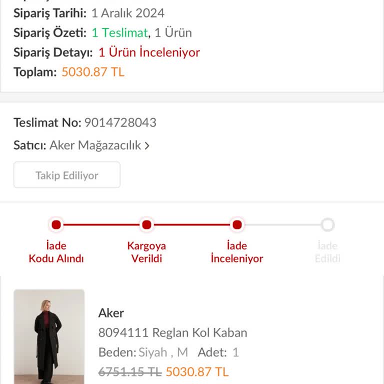 Aker Mağazacılık Kargoda Kaybolan Mont Ve Artan Fiyat Şüphesi!