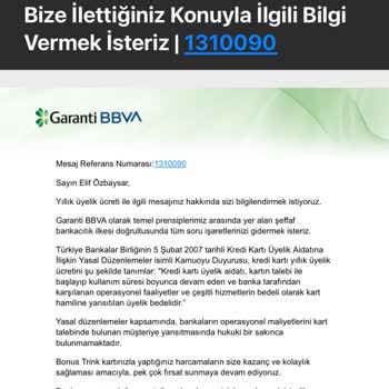 Haksız Kart Aidatı İadesi Talebi