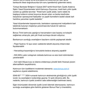 Haksız Kart Aidatı İadesi Talebi