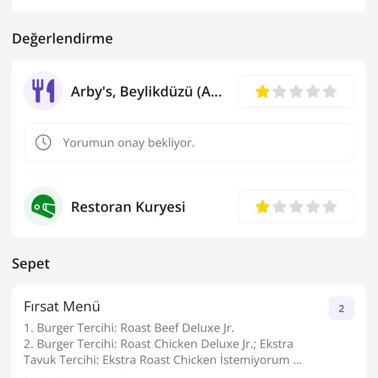 Arby's Beylikdüzü Şubesinde Uzun Teslimat Süresi Sorunu