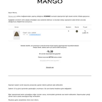 Mango İndirimi: Stokta Var Ama İptal Edildi