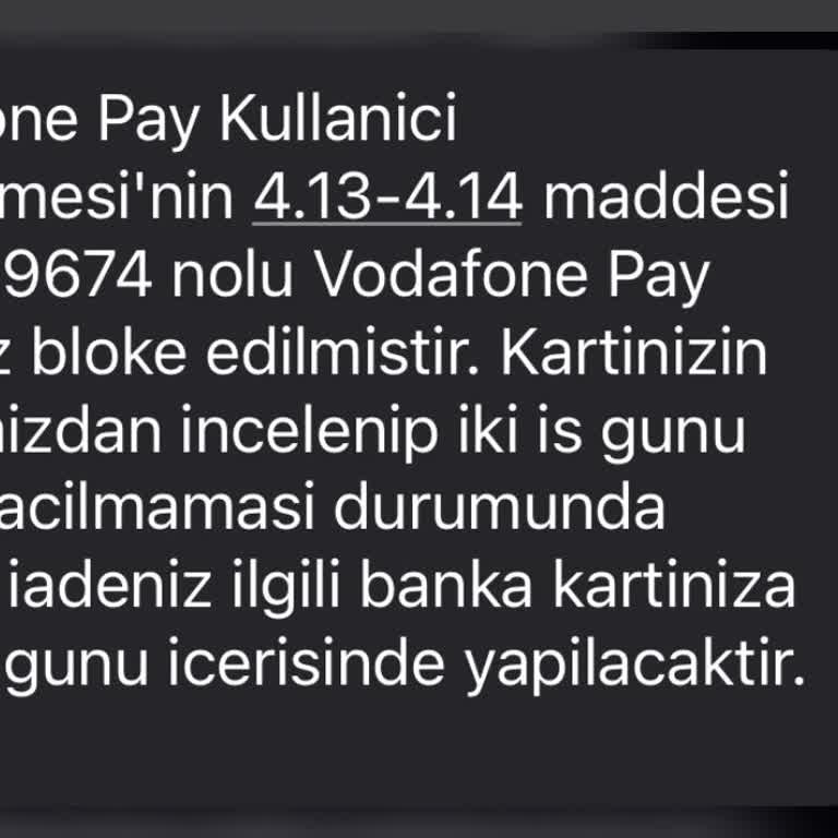 Vodafone Pay Kart Bloke Sorunu