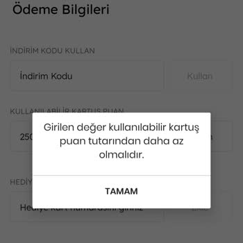 Kartuş Puanlarının Kullanılamaması Sorunu