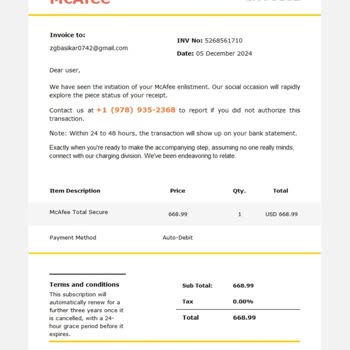 İzinsiz McAfee Ödemesi Ve Yanıltıcı Abonelik Mesajı