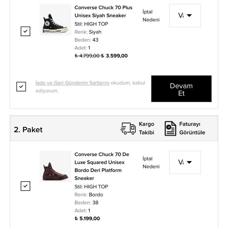 Converse İade Butonu Sorunu